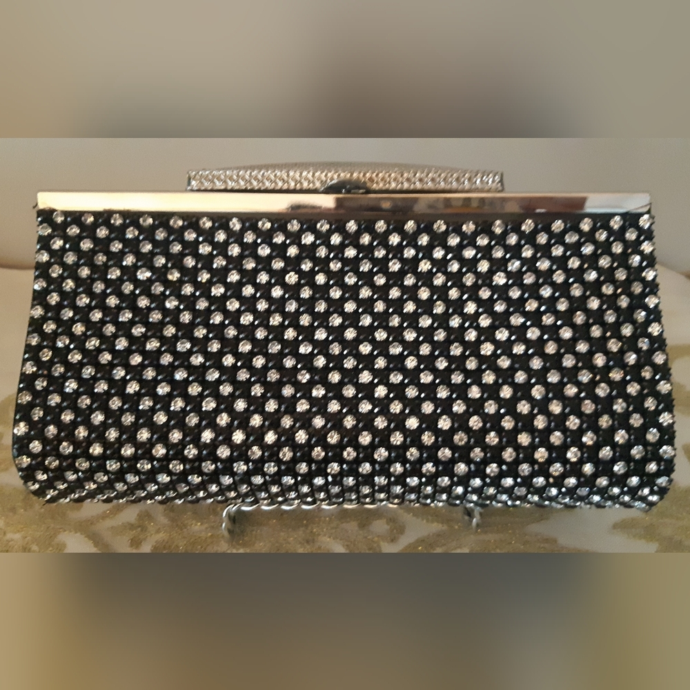 New (Flawed) Elegant Black and Silver Clutch